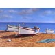 Cuadro Barcas en la Playa - Pintura Marina Original