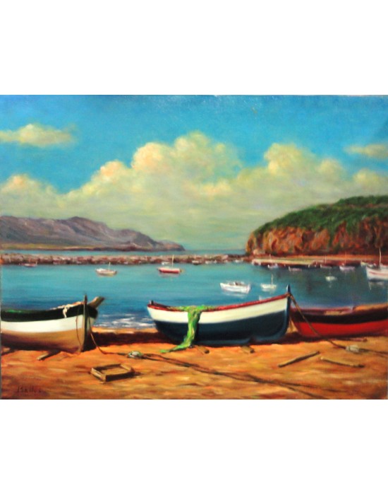 Cuadro Barcas en Puerto de Llançà - Pintura Original