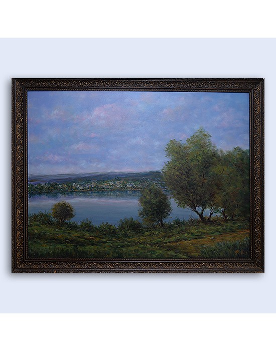 Cuadro Lago en bosque - Pintura Original