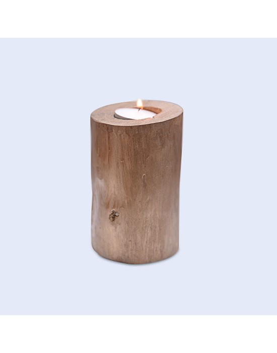 Porta-espelmes de fusta efecte or